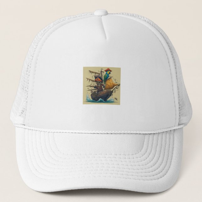 Casquette bateau pirate avec perroquet (Devant)