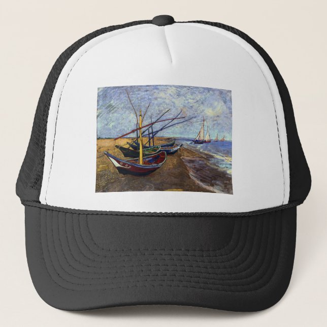 Casquette Bateaux de pêche sur la plage (Devant)