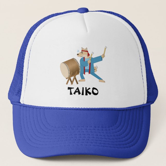 Casquette Batteur de Taiko de chien de bande dessinée de (Devant)