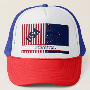 Casquette BBQ Brew USA America Stars Stripes Juillet 4ème Pa
