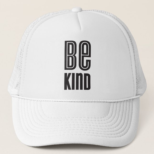 Casquette BE KIND noir minimum gras type motivation (Devant)