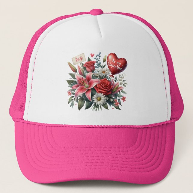 Casquette Be Mine Valentine floral/coeur (Devant)