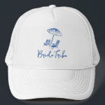 Casquette Beach Bachelorette weekend coastal<br><div class="desc">Bachelorette weekend bride tribe hat,  featuring hand drawn beach chairs and umbrella. Easy to change for any party.</div>
