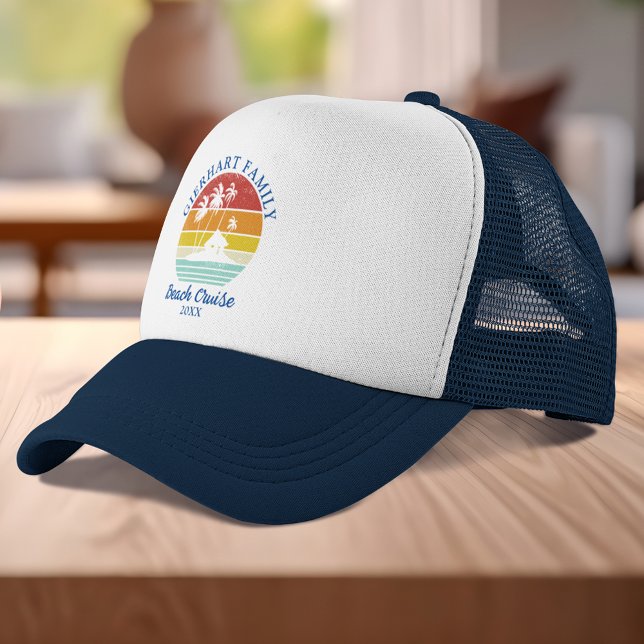 Casquette Beach Cruise Famille Réunion Retro Correspondance (Beach Cruise Family Reunion Retro Matching Trucker Hat)