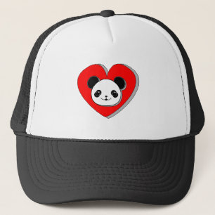 Casquette Bear Panda Et Dessin De Coeur Rouge