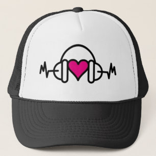 Casquette Beats of Love   Coeur rose avec pouls et casque