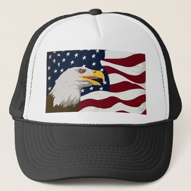 Casquette Beau Chapeau Aigle & Drapeau USA (Devant)