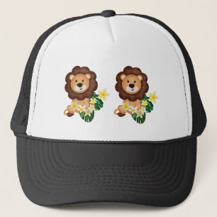 Casquette Beau lionceau aux fleurs tropicales
