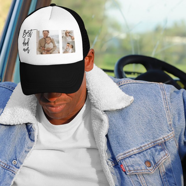 Casquette Beauté Collage photo Meilleur papa Jamais Cadeau (Créateur téléchargé)