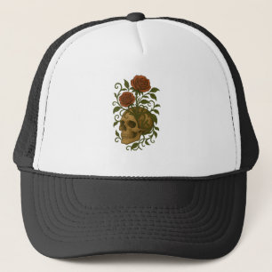 Casquette Beauté Fantomatique Crâne et Roses Art d'Halloween