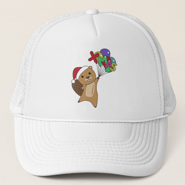 Casquette Beaver Joyeux Noël Animaux d'hiver Beaver (Devant)