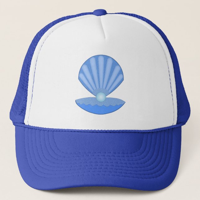 Casquette Bébé bleu Coquille d'huîtres et Pearl (Devant)