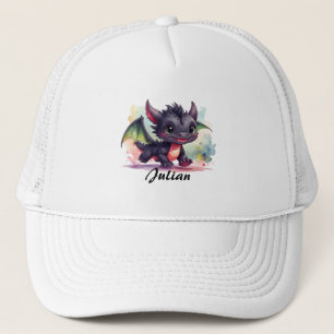 Casquette Bébé dragon court joyeusement, couleurs de l'eau