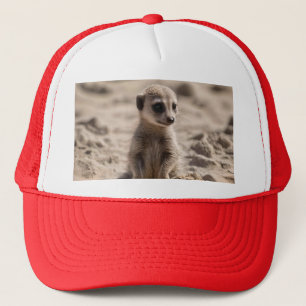 Casquette Bébé Meerkat Jouant Dans Le Sable,