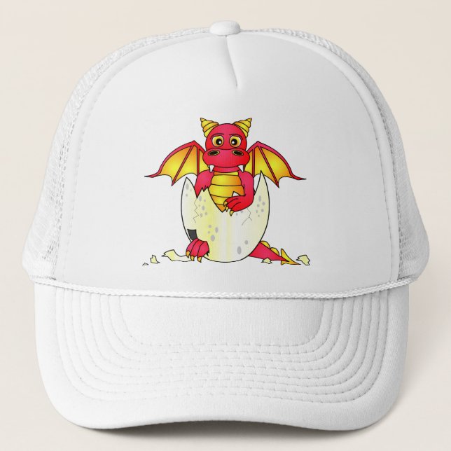 Casquette Bébé mignon de dragon en oeuf criqué - rouge/jaune (Devant)