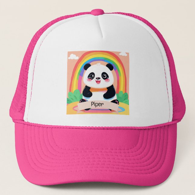 Casquette Bébé mignon Panda arc-en-ciel (Devant)