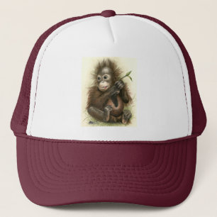 Casquette Bébé orang-outan avec des feuilles