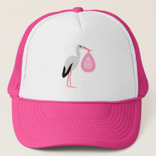 Casquette Bébée rose jolie cigogne