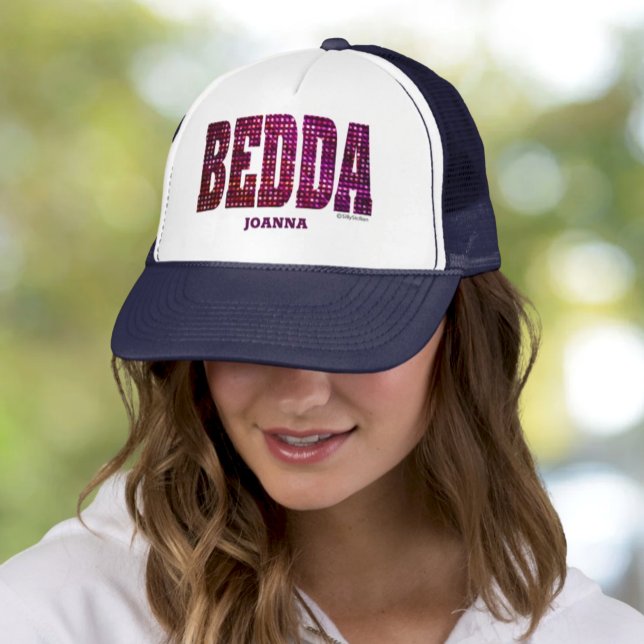 Casquette Bedda Personnalisé Faux Bling Trucker Chapeau (Bedda Faux Sequins Bling Trucker Hat with Personalization "Beautiful" in Sicilian)