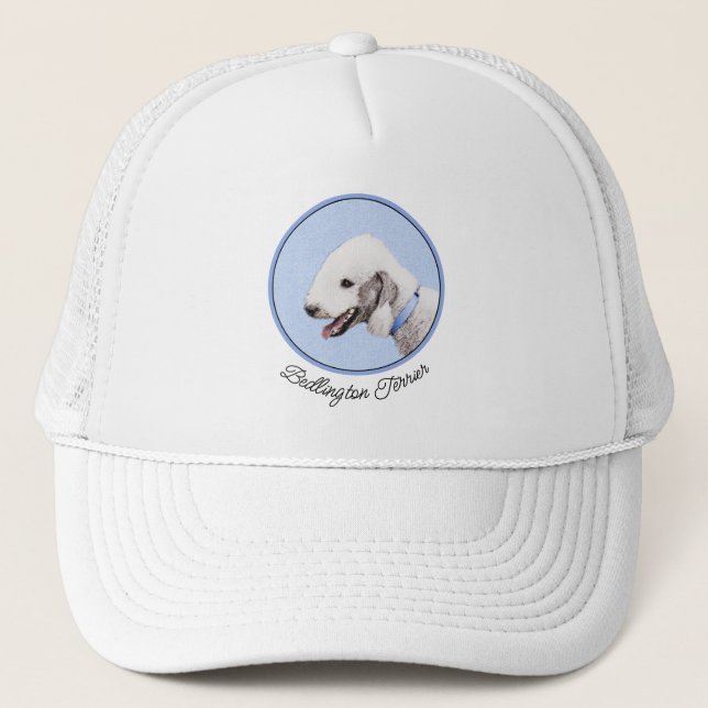 Casquette Bedlington Terrier Peinture - Art Chien original (Devant)