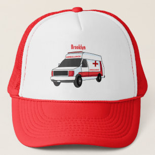 Casquette Belle ambulance rouge caricature van