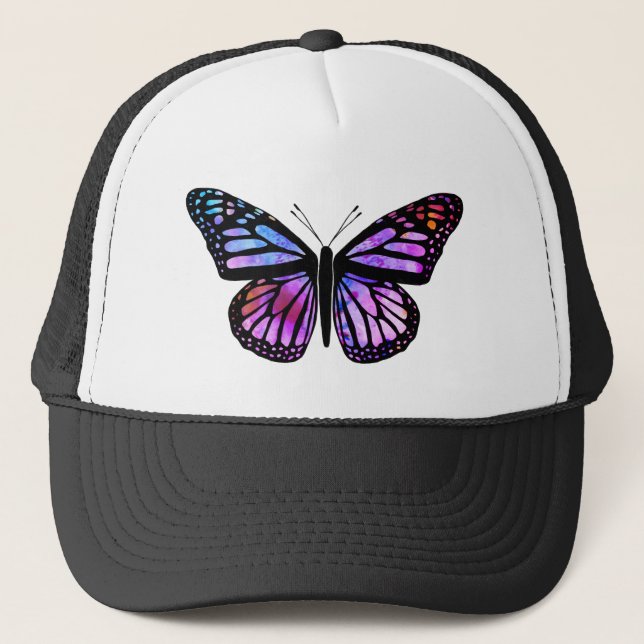 Casquette Belle aquarelle papillon Art violet (Devant)