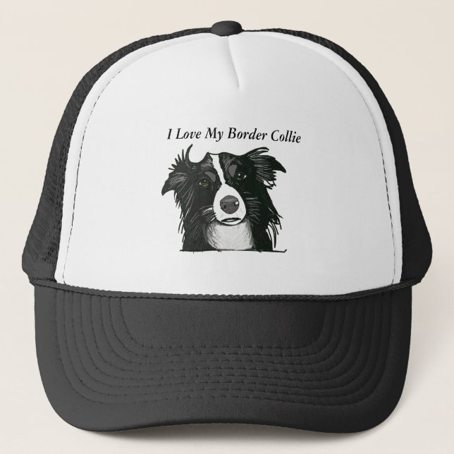 Casquette Belle frontière noire et blanche Collie (Devant)
