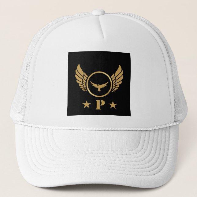 Casquette Belle photo P Imprimée initiale Gold Flying Eagle (Devant)