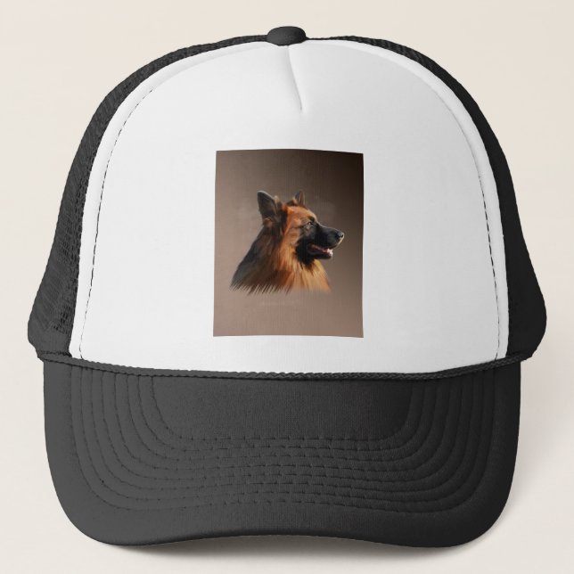Casquette Berger allemand Aquarelle de chien Portrait d'art (Devant)