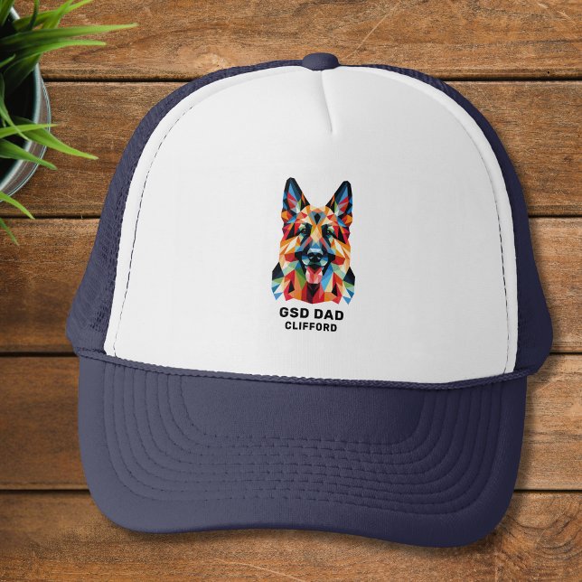 Casquette Berger Allemand Chien Papa Personnalisé Art Bas Po (Personalize with name or edit/replace/delete text as required. )