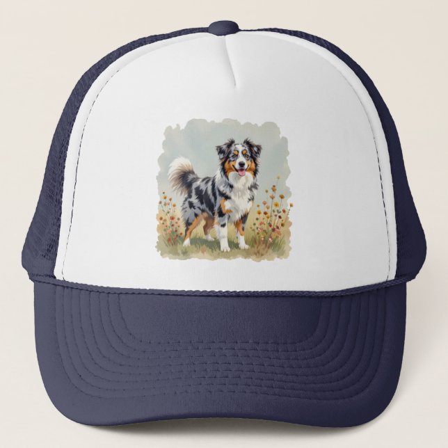 Casquette Berger Australien Merle Queue Longue (Devant)