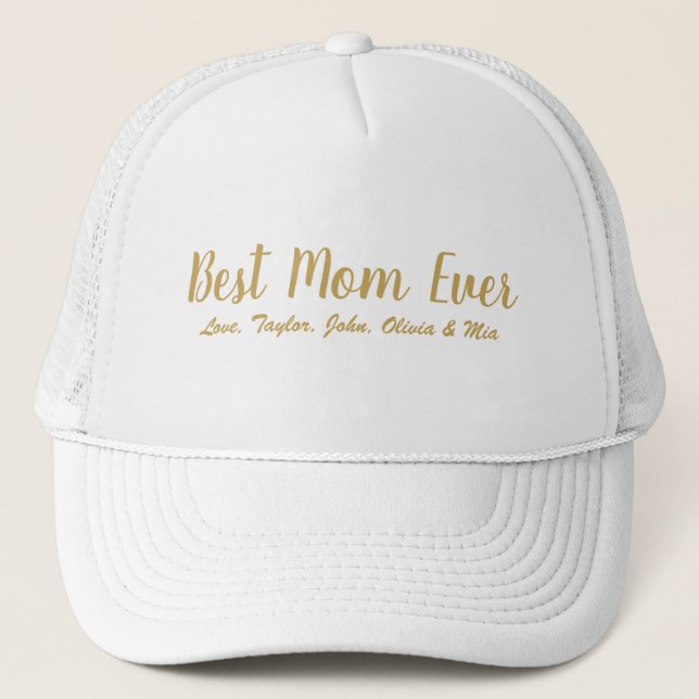 Casquette Best Mama Ever white gold script personnalized (Devant)