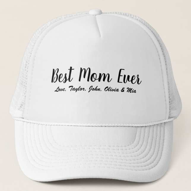 Casquette Best Mom Ever blanc script noir personnalisé chic (Devant)