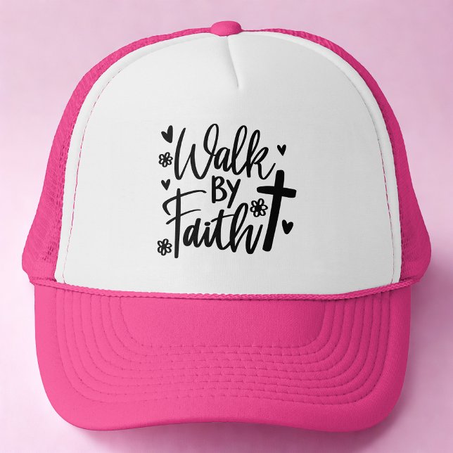 Casquette Bible Verse Marcher Par Faith Trucker Chapeau (Créateur téléchargé)