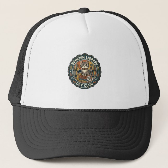 Casquette Bibliothèque livresque Chat POD Vector Art - Bibli (Devant)