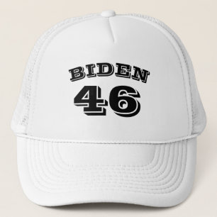 Casquette Biden 46 lettres blanches arrondies en noir blanc