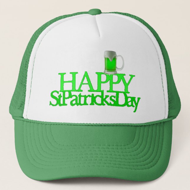 Casquette Bière verte néon floue joyeuse St. Patrick (Devant)