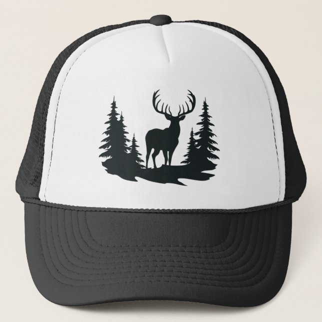 Casquette Big Buck Parmi Pine Trees Vector (Devant)