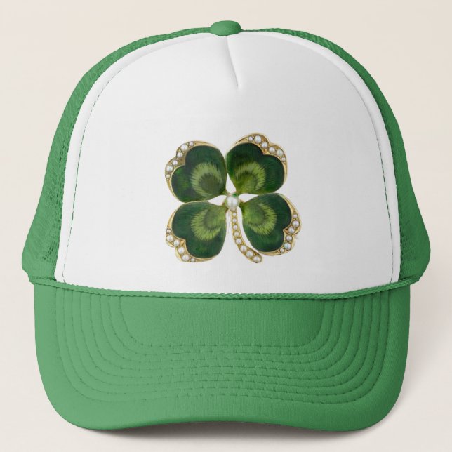 Casquette Bijou Shamrock Gold Saint Patrick avec perles (Devant)