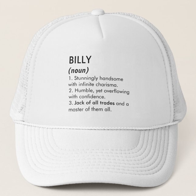 Casquette Billy name, Editable name, Custom name (Devant)