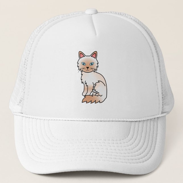 Casquette Birman / Ragdoll Point Rouge Chat de Dessin Animé  (Devant)