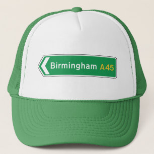 Casquette Birmingham, panneau routier BRITANNIQUE
