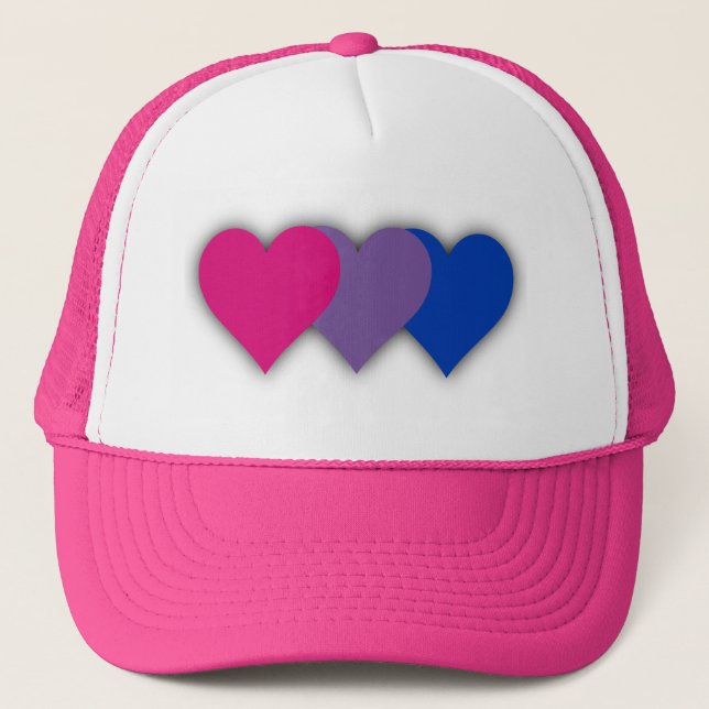 Casquette Bisexuality pride hearts Trucker Hat (Devant)