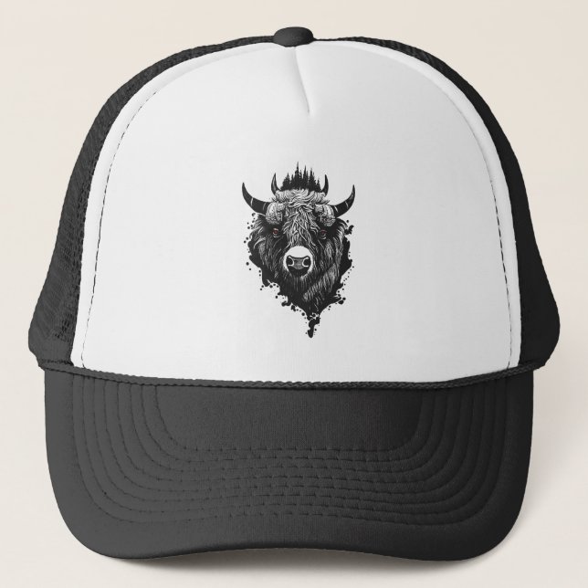 Casquette Bison de Buffalo Nature sauvage Illustration Art (Devant)