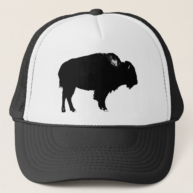 Casquette Bison noir et blanc Silhouette Pop Art (Devant)
