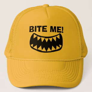 Casquette Bite Me drôle chapeau de camionneur jaune pour lui