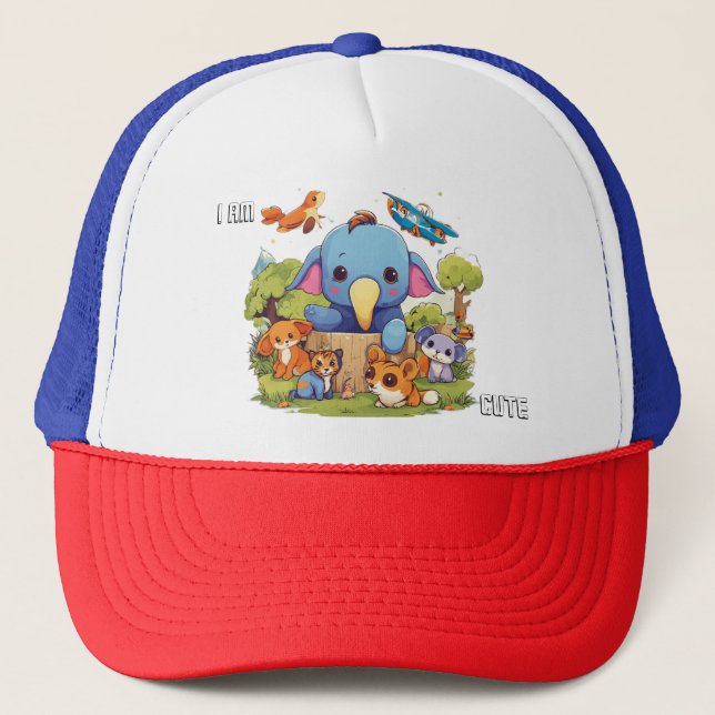 Casquette Bizarre dessin animé animal illustration je suis m (Devant)