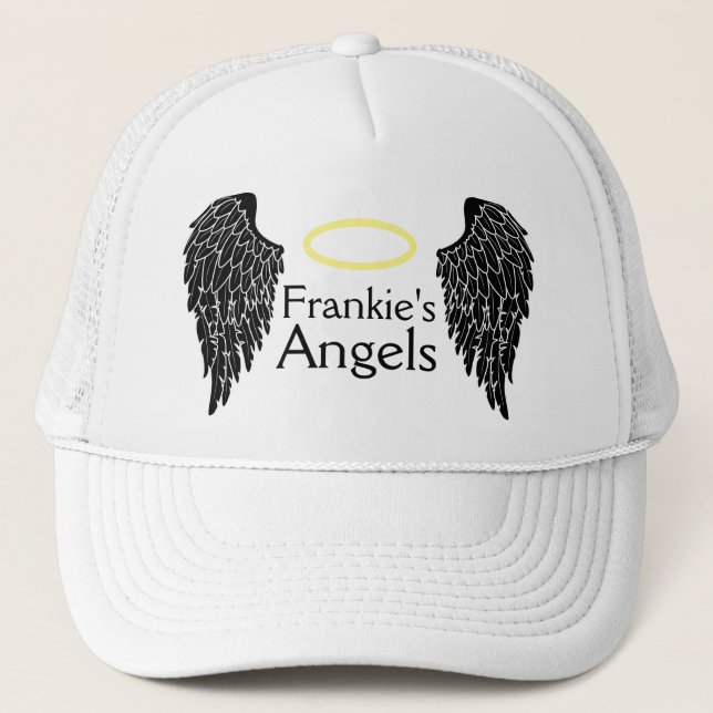 Casquette Black Angel Wings et Gold Halo Trucker Hat (Devant)