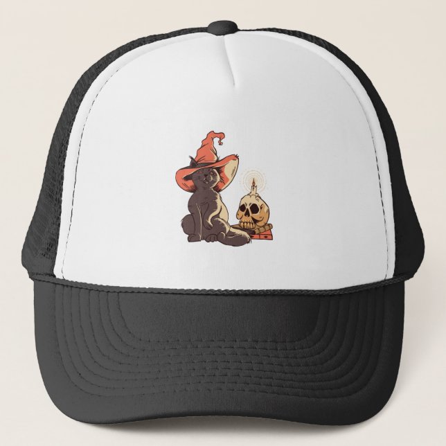Casquette Black Kitten Witch Halloween Design (Devant)
