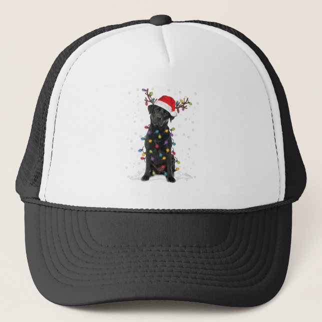 Casquette Black Lab Labrador Christmas Tree Light Pyjama Chi (Devant)
